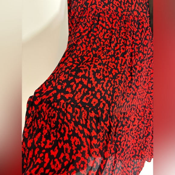 Zara dark Red‎ Animal Print Tiered Ruffle Babydoll dress XS coquette lolita - Picture 14 of 16